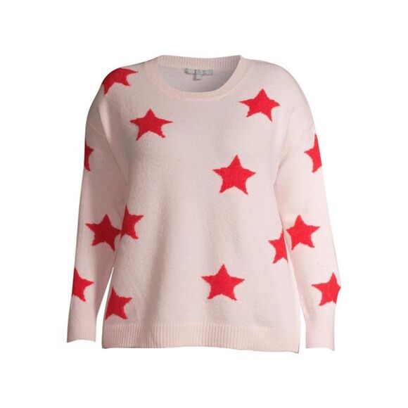 Heart N' Crush Women's Plus Size Star Print Crewneck Pullover Sweater - Picture 7 of 8